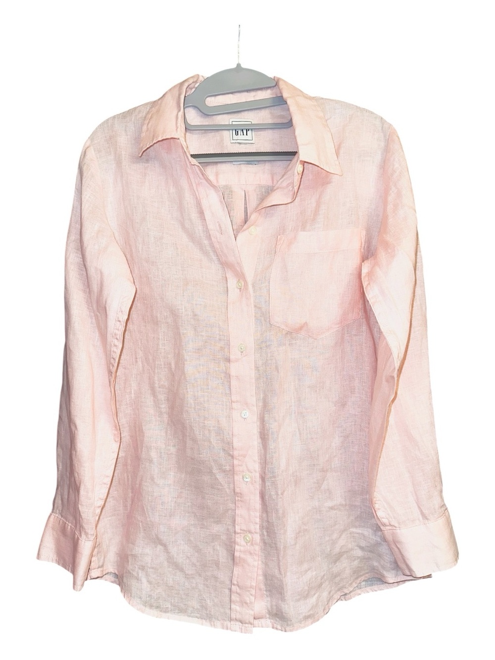GAP Light Pink 100% Linen Button-Down Shirt - Picture 2 of 7